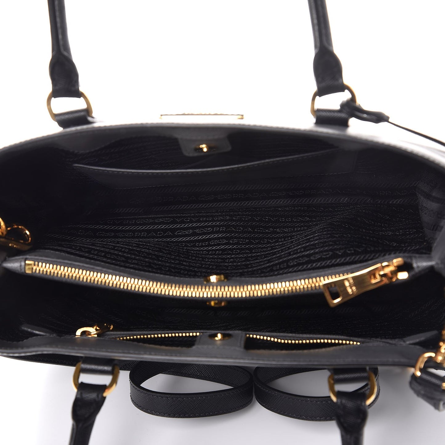 Saffiano Lux Bi-Color Medium Tote Mercurio Black
