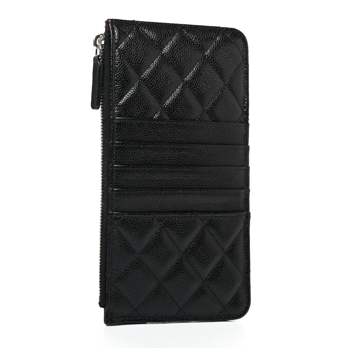 Caviar Quilted Classic Flat Wallet Pouch Black