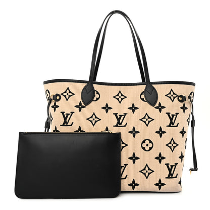 Louis Vuitton Cotton Monogram Embroidered Neverfull MM Beige Black 1 of 10