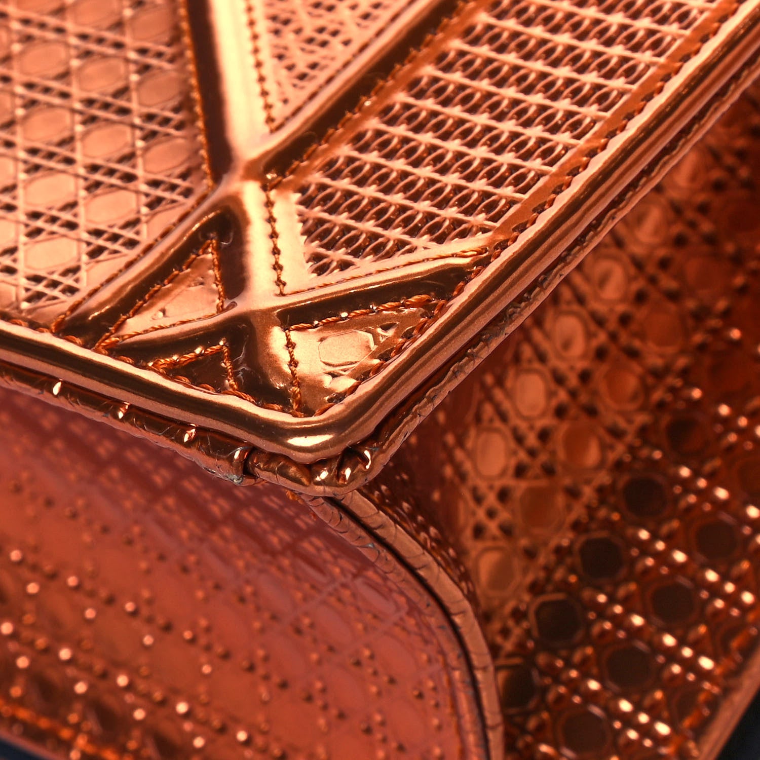 Christian Dior Metallic Patent Micro-Cannage Small Diorama Flap Bag Orange 11 of 14
