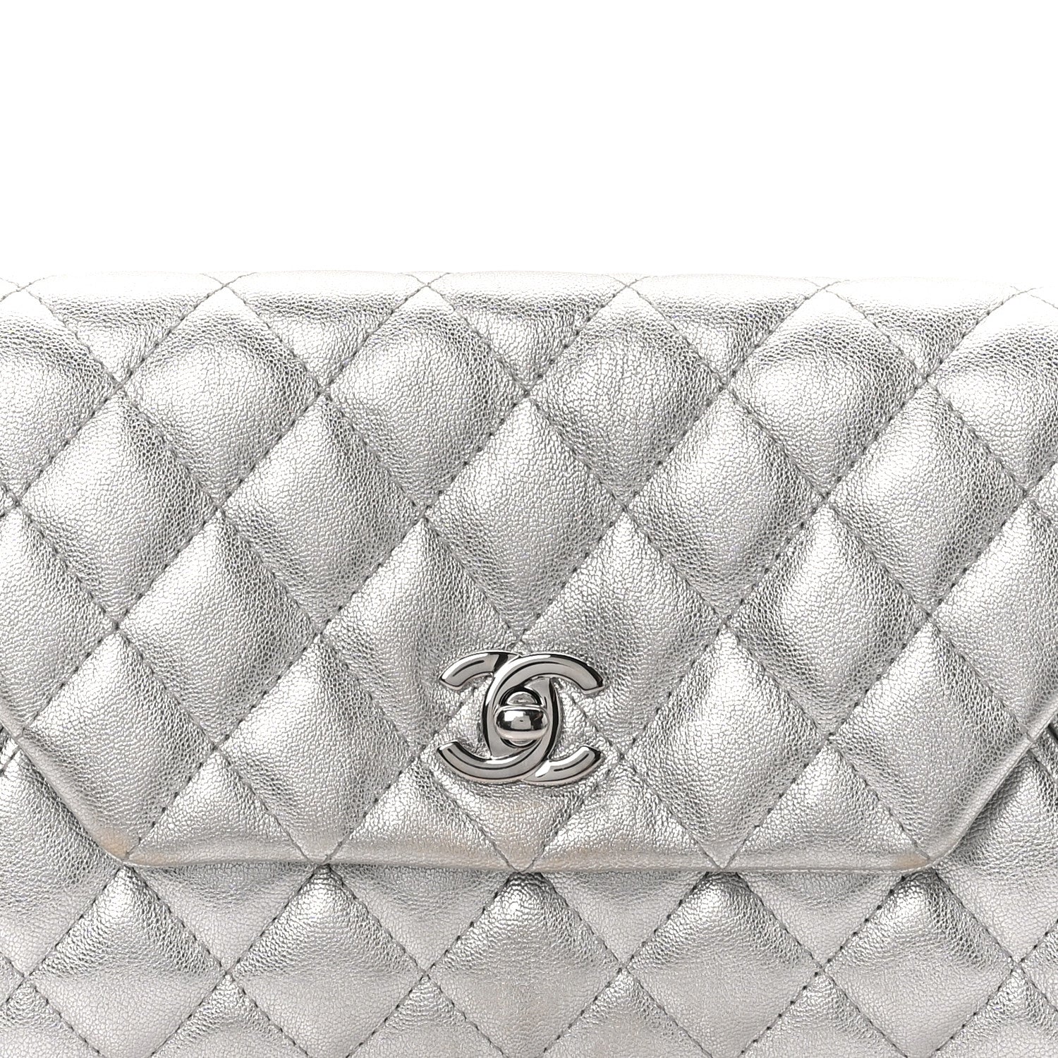 Chanel Metallic Calfskin Quilted Fold Up Again Clutch Silver 8 of 8