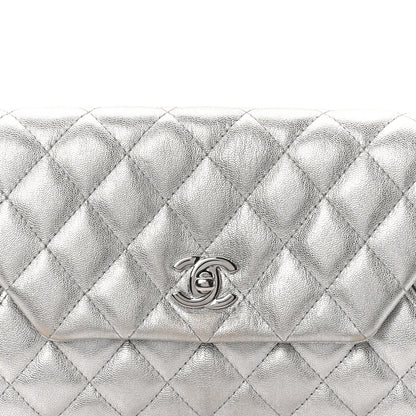 Chanel Metallic Calfskin Quilted Fold Up Again Clutch Silver 8 of 8