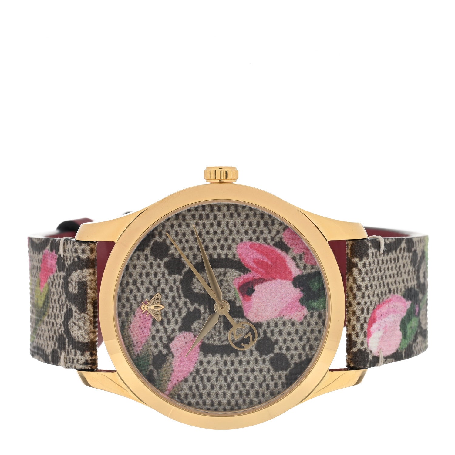 Gucci Stainless Steel Canvas 38mm G-Timeless Supreme GG Blooms Quartz Watch Brown 2 of 5