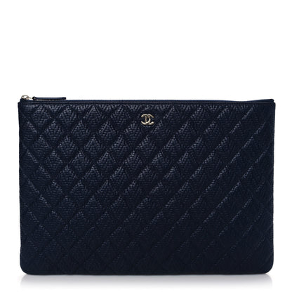 Chanel Calfskin Braided Large Cosmetic Case Navy 1 of 8