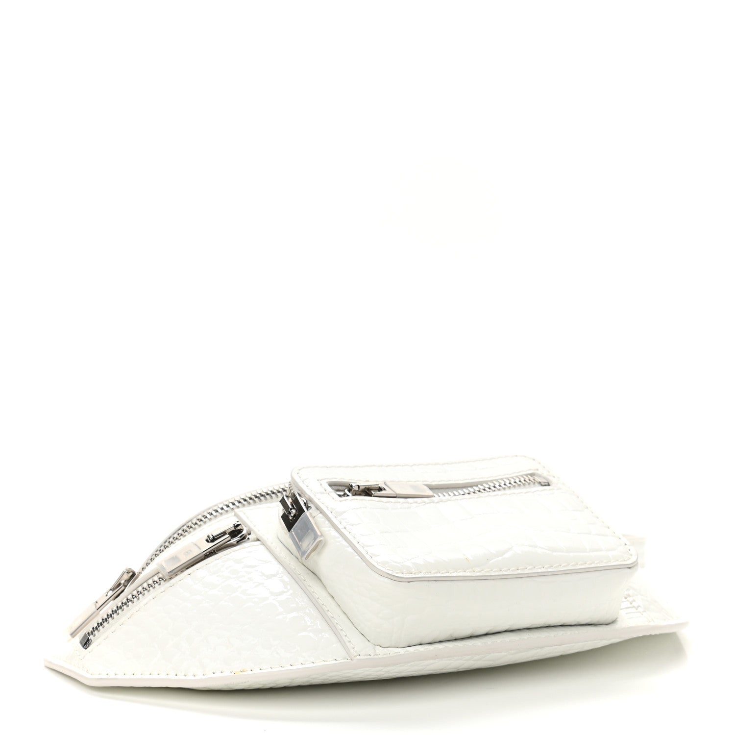 Alexander Wang Crocodile Embossed Patent Mini Top Handle Attica Belt Bag White 4 of 11
