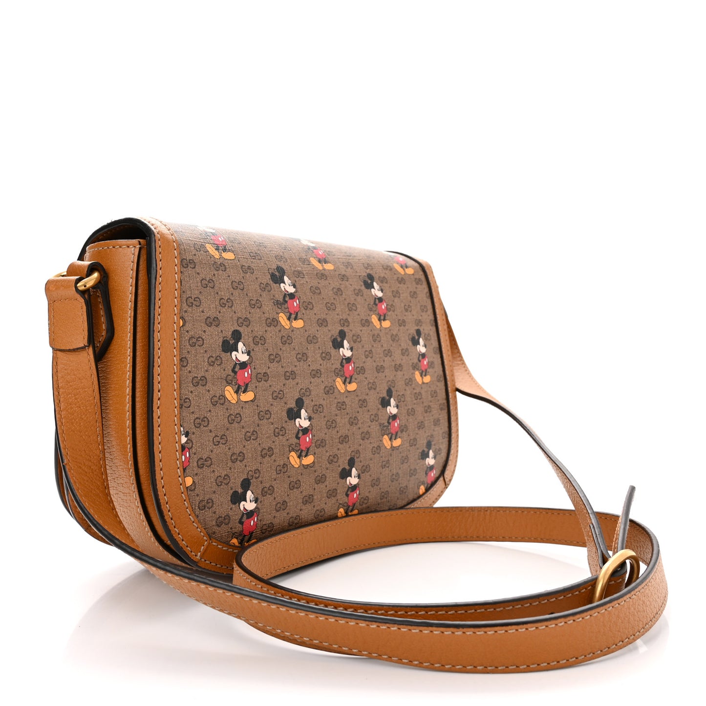 X DISNEY Mini Vintage GG Supreme Monogram Mickey Mouse Small Flap Messenger Bag Beige Vintage Sun Oil