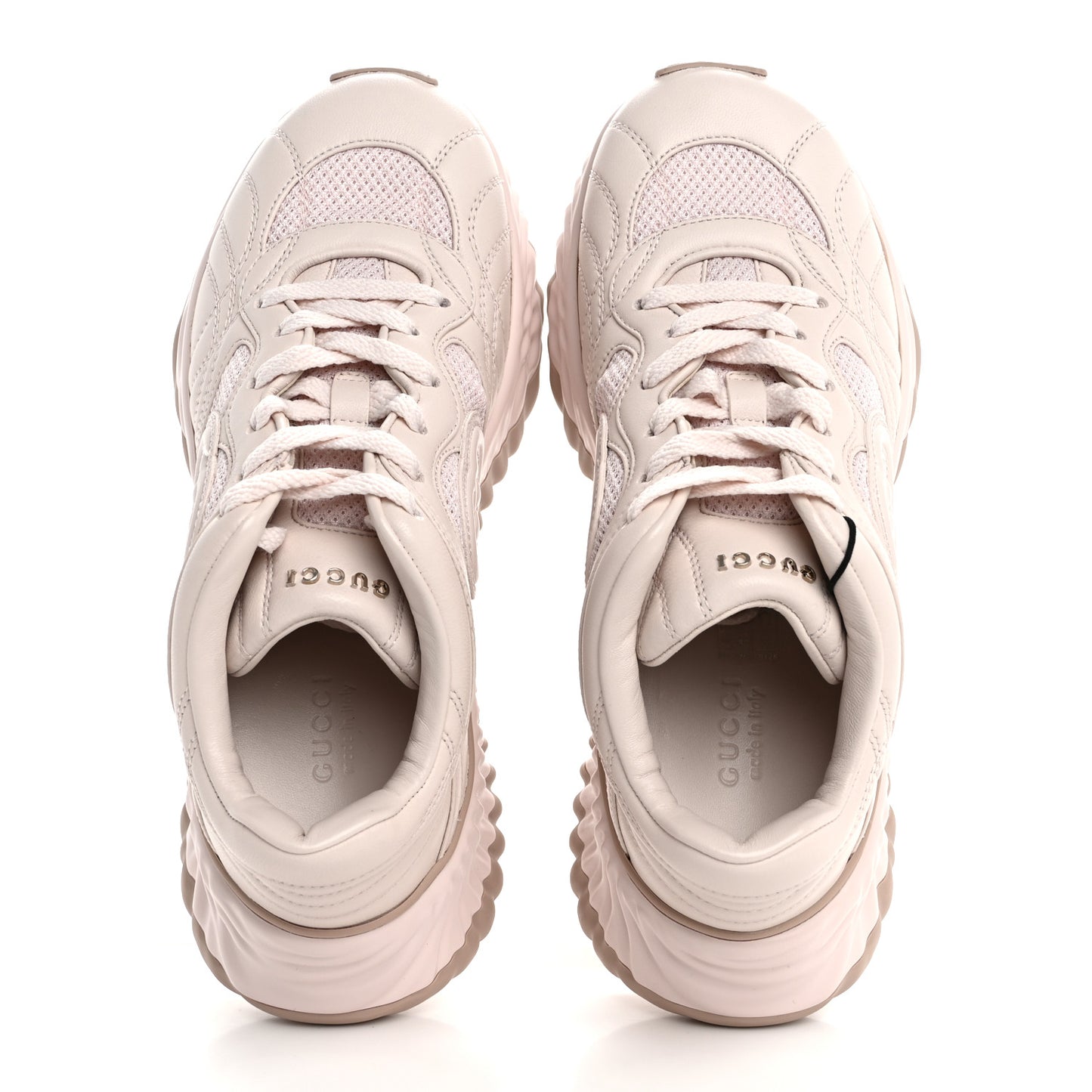Calfskin Interlocking G Ripple Womens Platform Sneakers 36 Light Pink