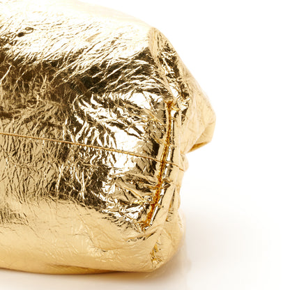 Bottega Veneta Metallic Crinkled Lambskin The Pouch Oversized Clutch Oro 11 of 11