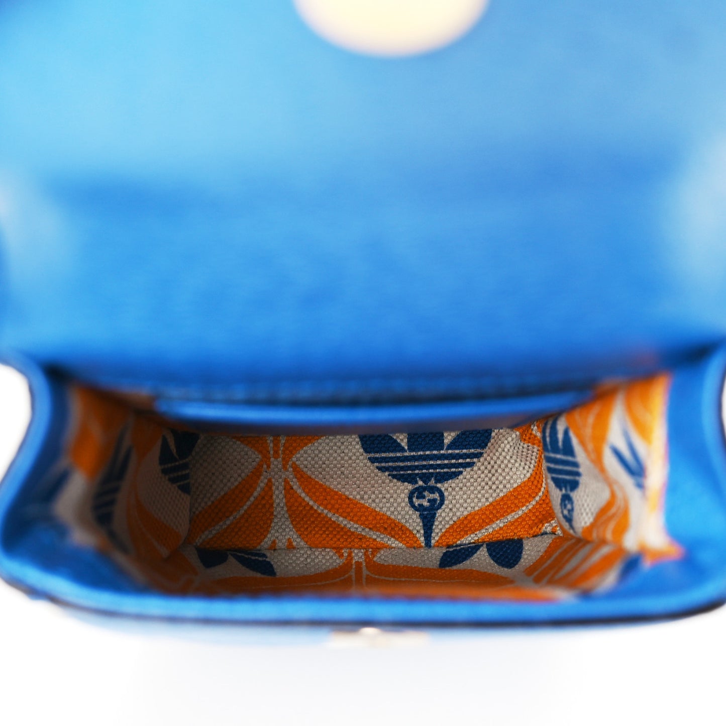 X ADIDAS Textured Dollar Calfskin Trefoil Embossed Phone Crossbody Bag Oriental Blue Mystic White