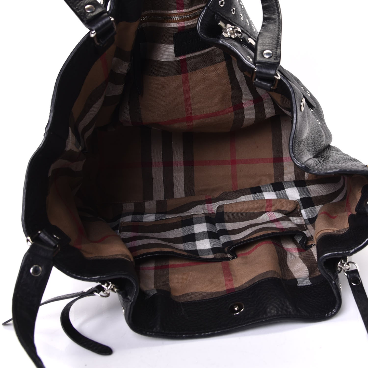 Burberry Calfskin Grommet Medium Maidstone Shoulder Bag Black 4 of 7