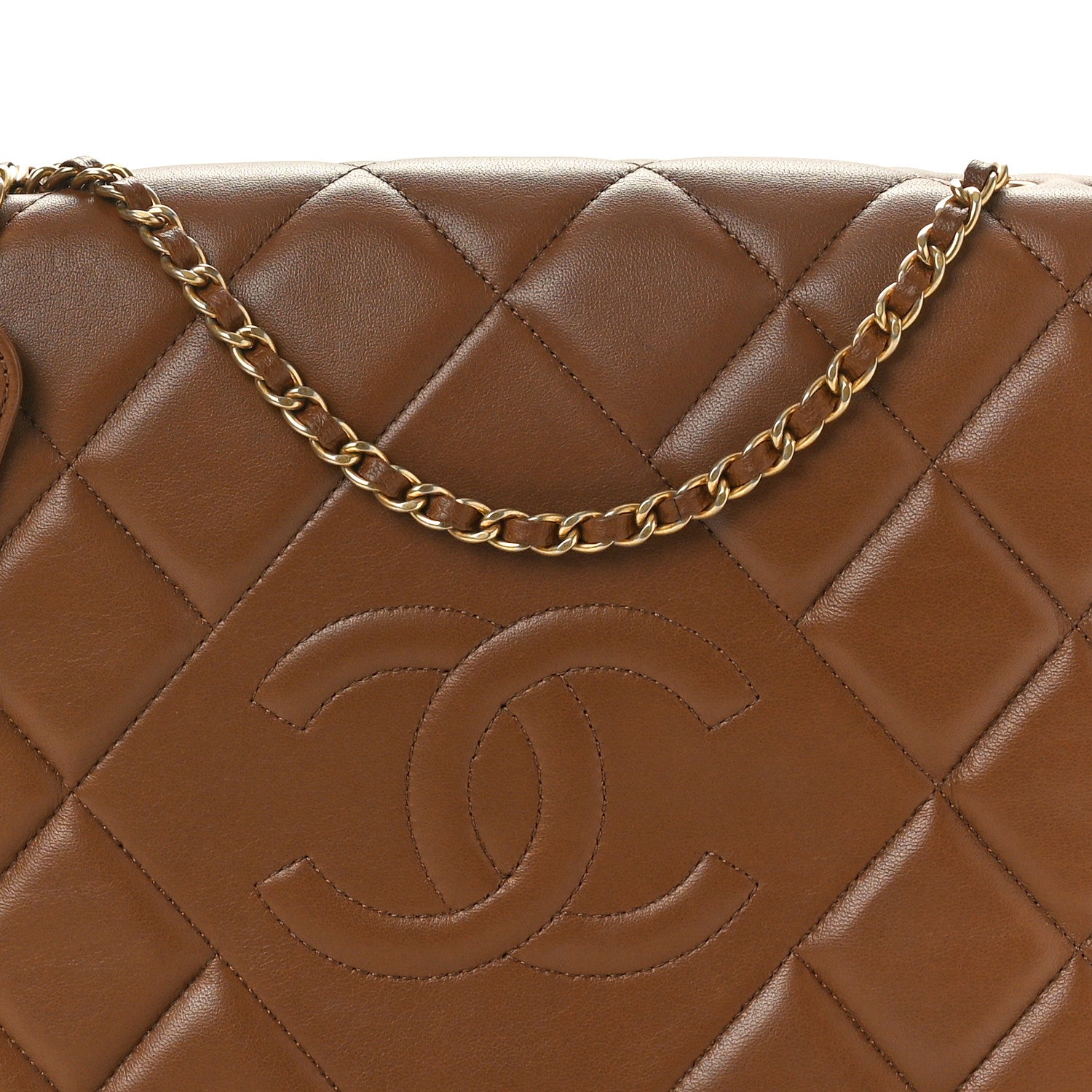 Chanel Lambskin Quilted Medium Diamond CC Flap Brown 8 of 11