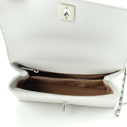 Chanel Iridescent Caviar Chevron Quilted Mini Coco Handle Flap White 5 of 10