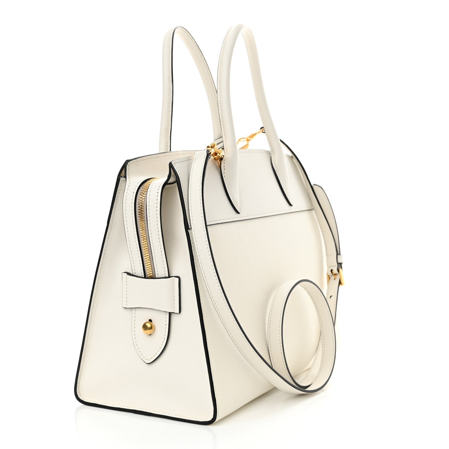 Prada Saffiano City Calfskin Bibliothèque Top Handle White 3 of 10