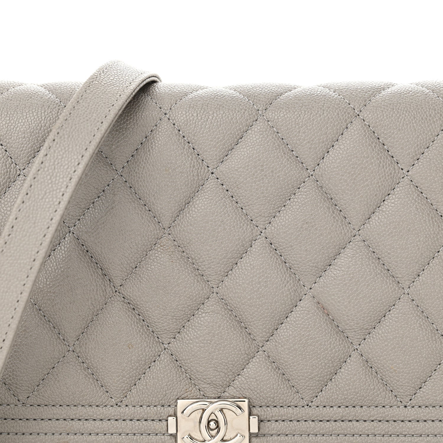 Chanel Caviar Quilted Boy Wallet On Chain WOC Grey 9 of 16