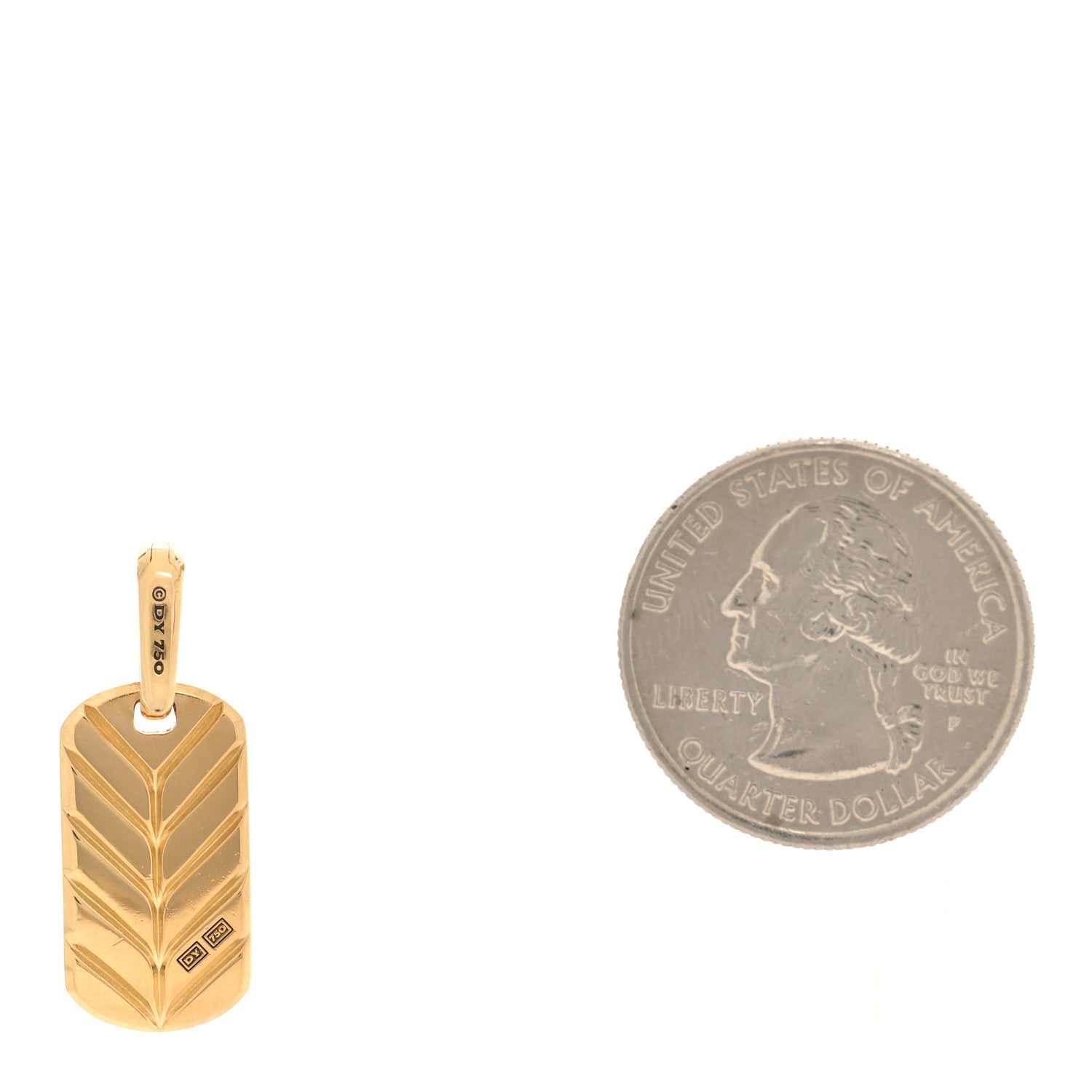 David Yurman 18K Yellow Gold Nephrite Jade 21mm Chevron Tag Pendant 2 of 4