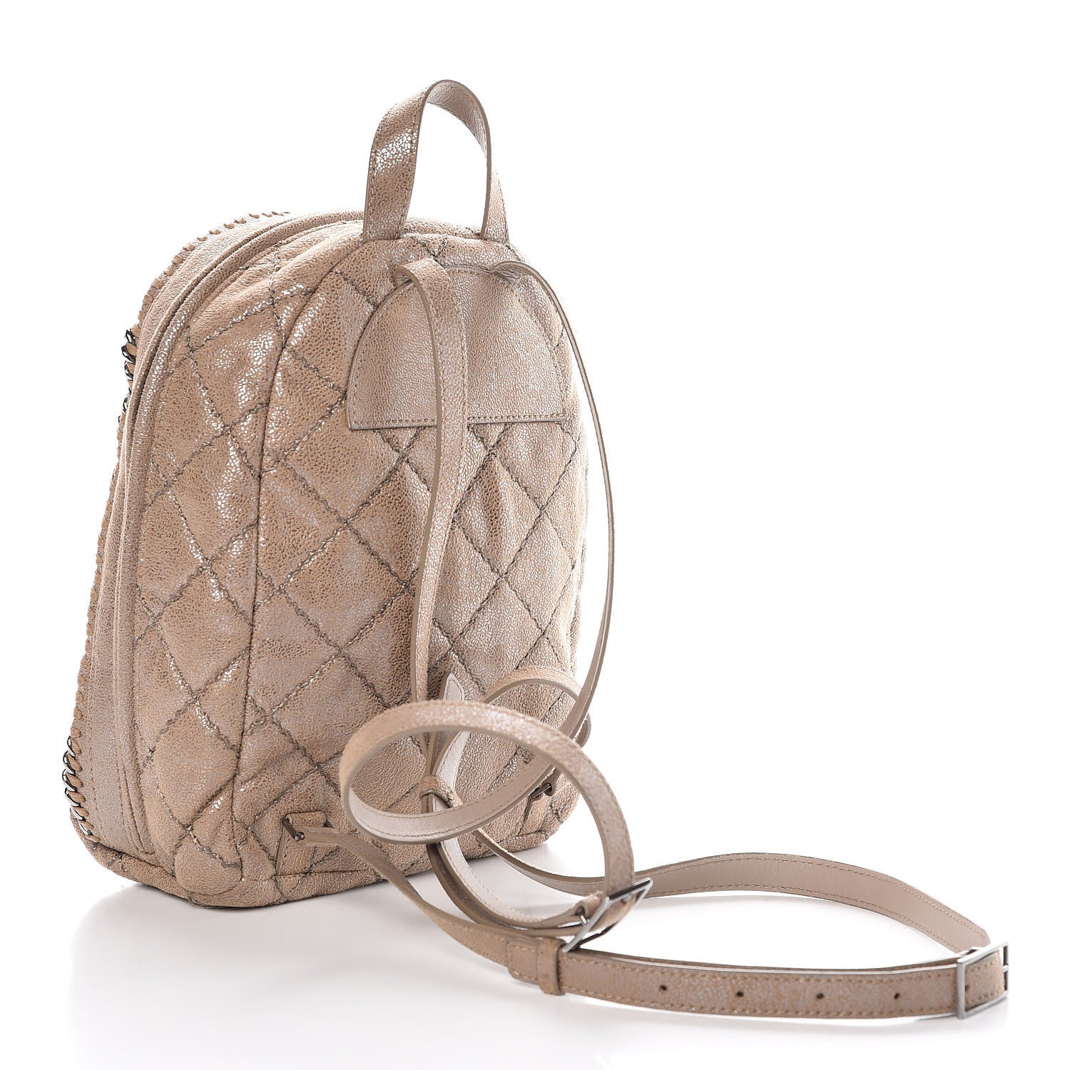 Stella McCartney Shaggy Deer Quilted Mini Falabella Backpack Taupe 3 of 13