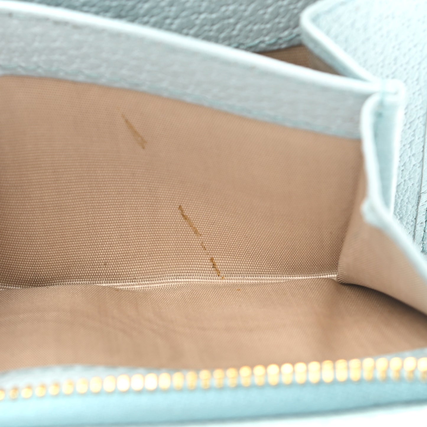 Goatskin Compact Zip Wallet Light Blue