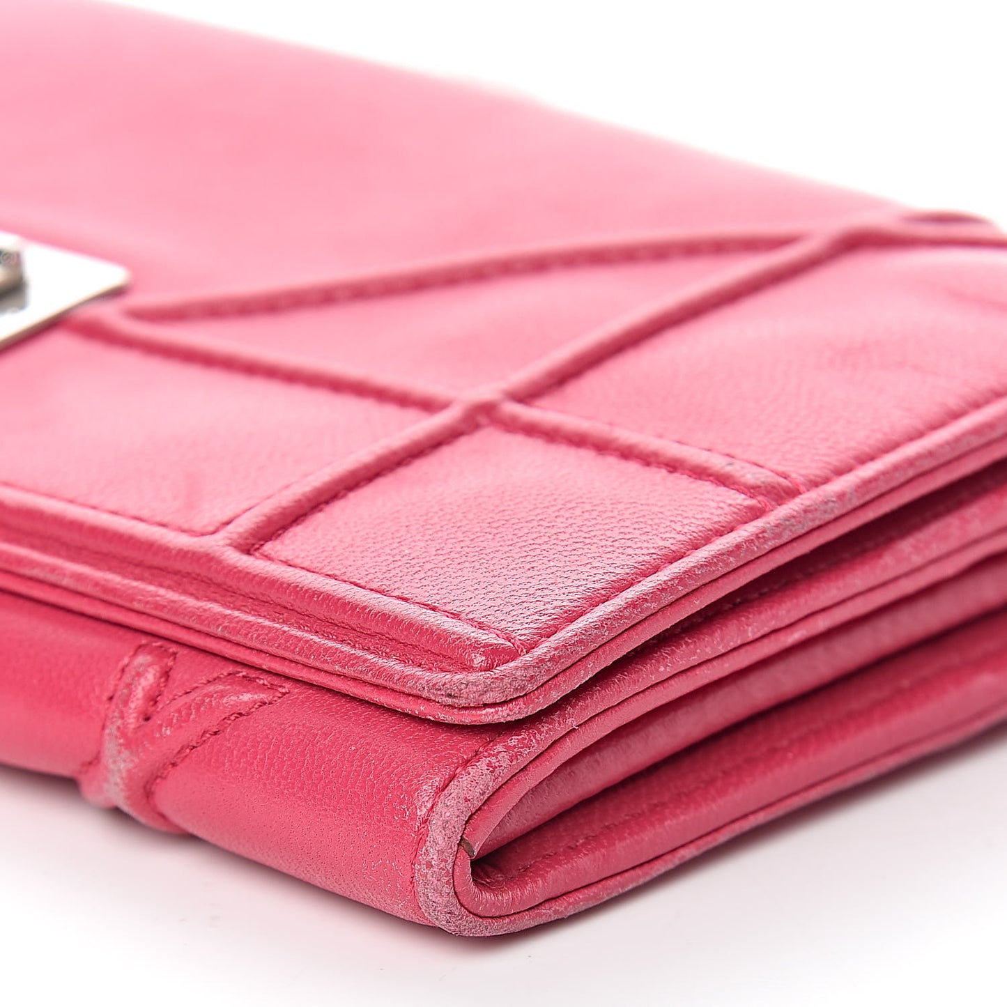 Lambskin Diorama Croisiere Chain Wallet Fuchsia