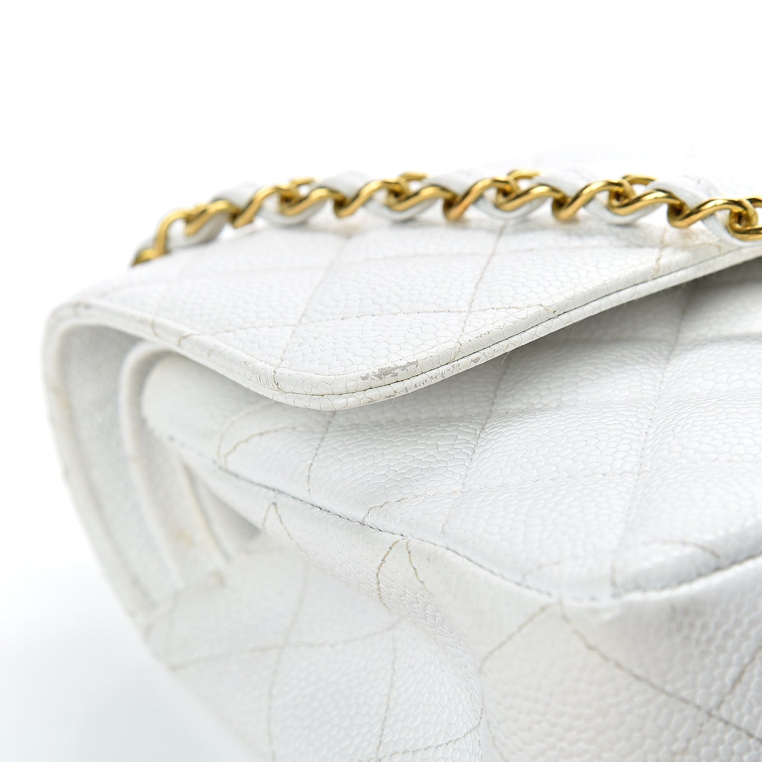 Chanel Caviar Quilted Medium Double Flap White 16 of 19