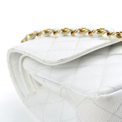 Chanel Caviar Quilted Medium Double Flap White 16 of 19
