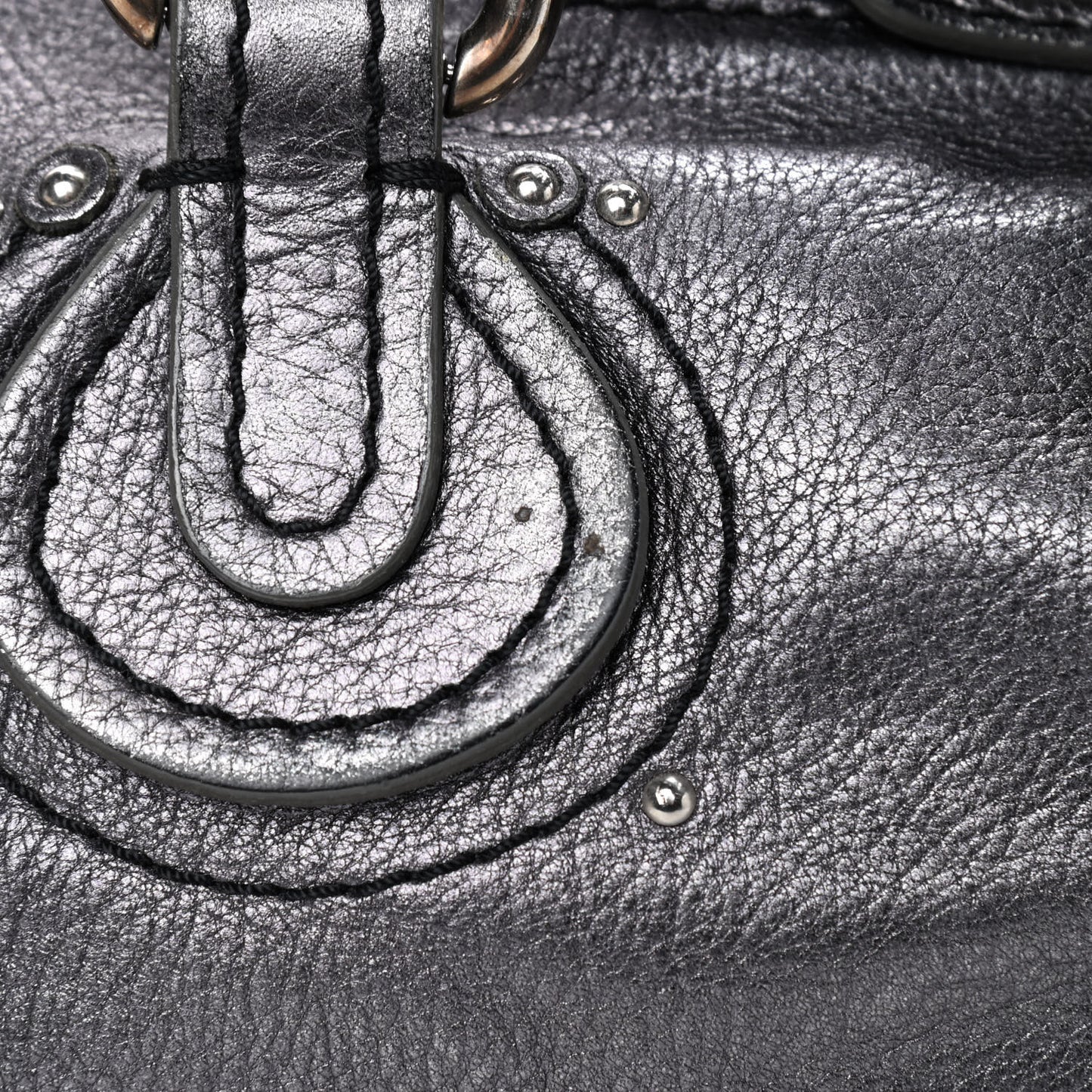 Metallic Calfskin Medium Paddington Satchel Silver