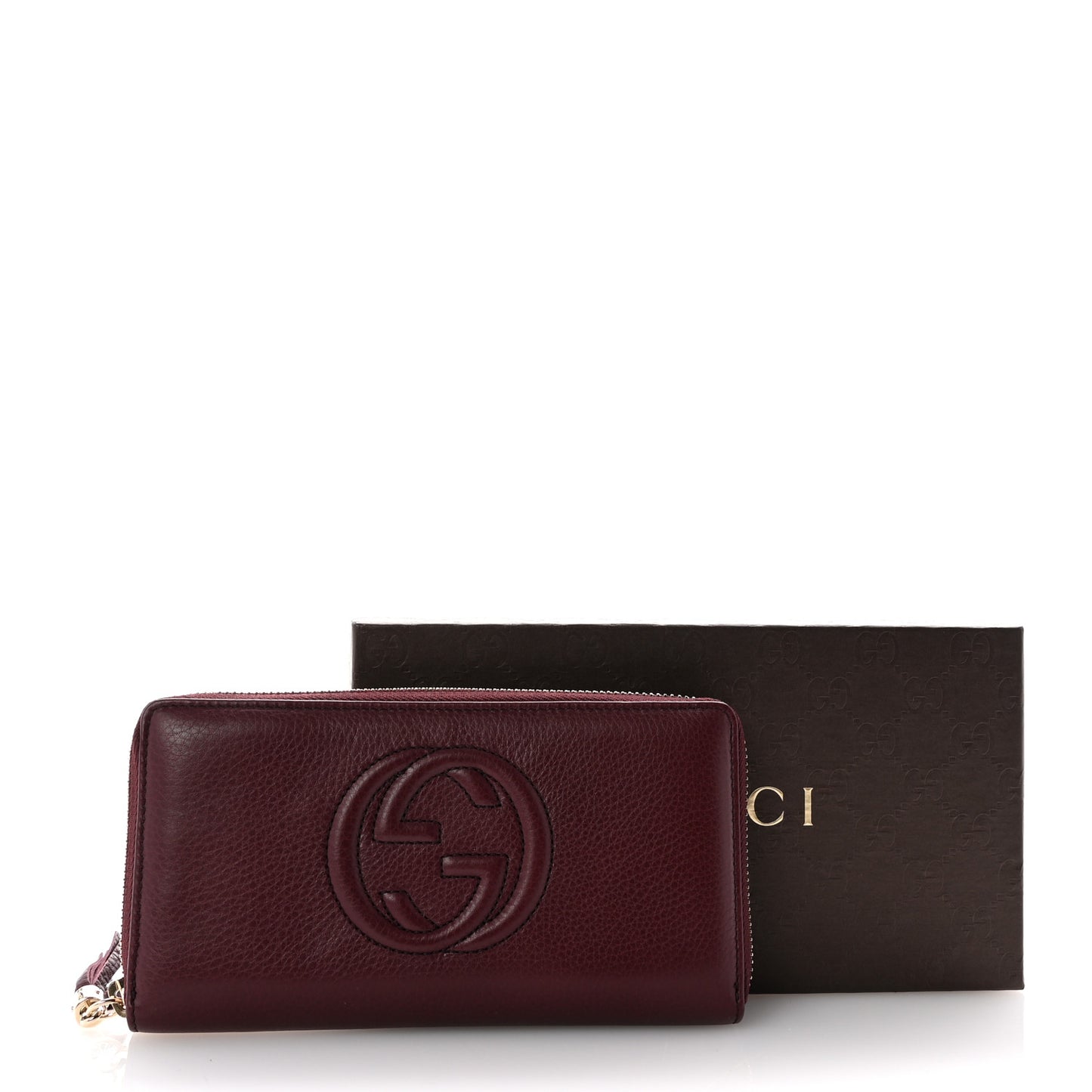 Pebbled Calfskin Soho Zip Around Wallet Classic Burgundy