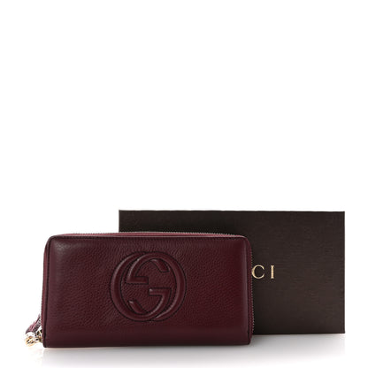 Gucci Pebbled Calfskin Soho Zip Around Wallet Classic Burgundy 8 of 8