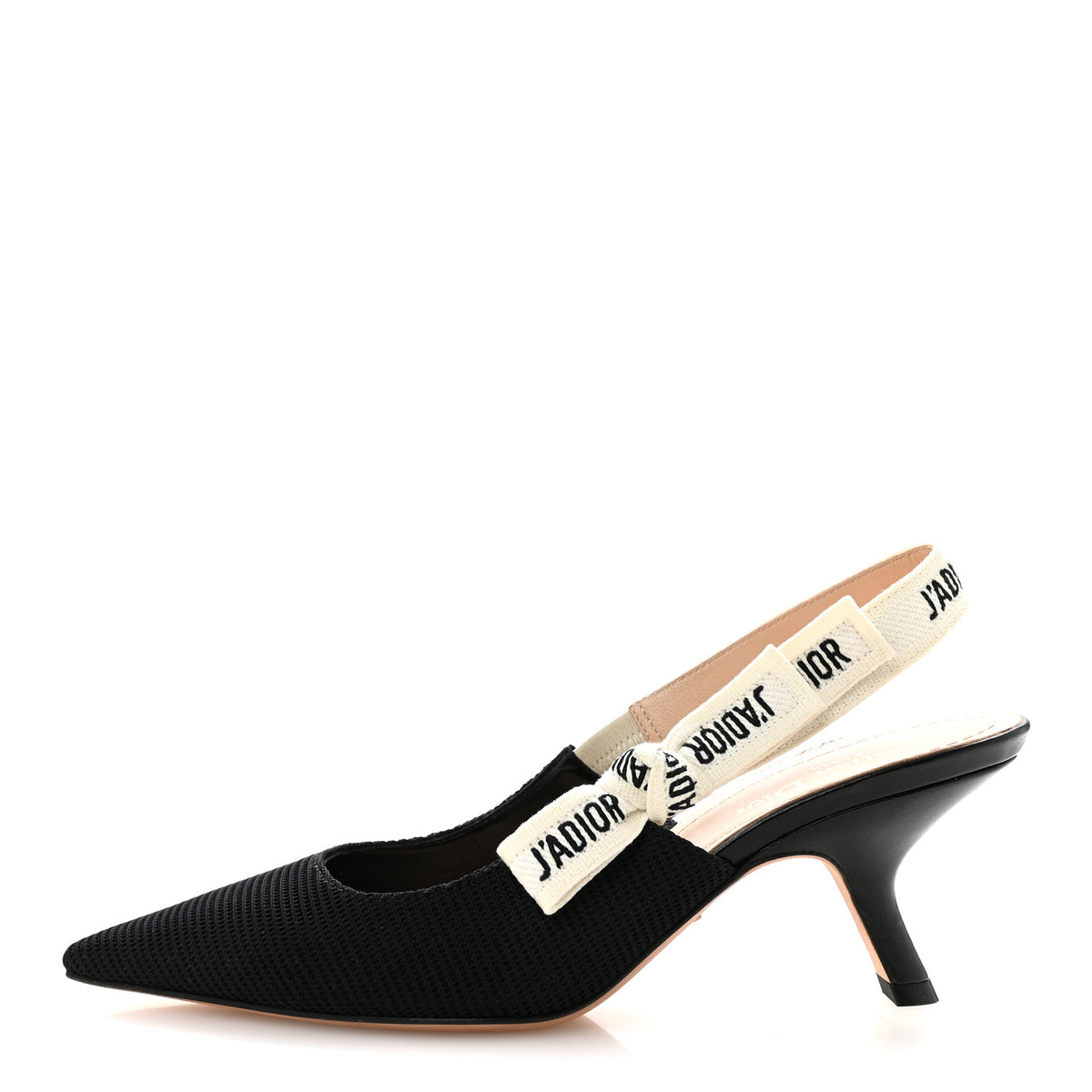 Christian Dior Technical Canvas Ribbon J Adior Slingback 65mm Pumps 37.5 Black 1 of 10