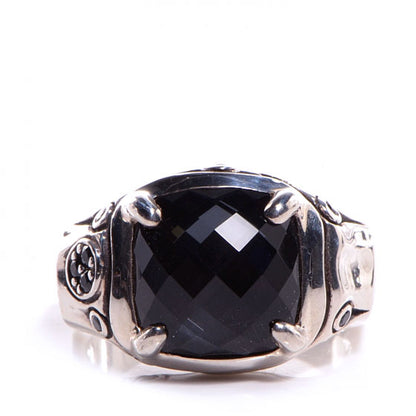 John Hardy Sterling Silver 11mm Black Sapphire Bamboo Batu Ring 7 1 of 6