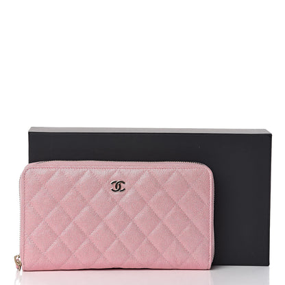 Chanel Iridescent Caviar Quilted Large Zip Around Organizer Wallet Pink 12 of 12