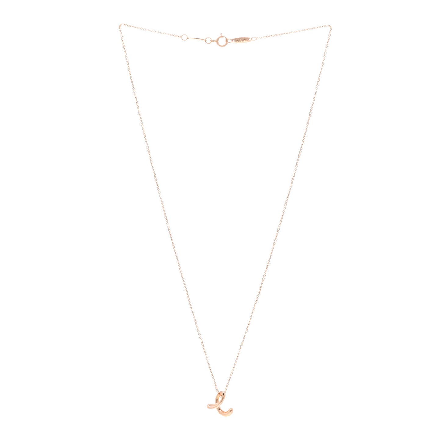 18K Rose Gold Elsa Peretti Letter E Pendant Necklace