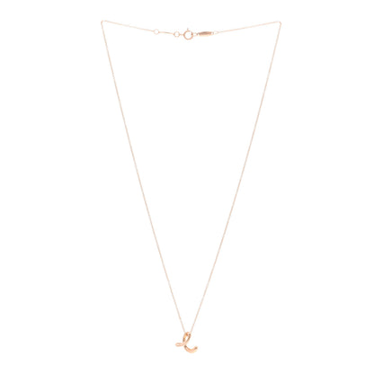 Tiffany 18K Rose Gold Elsa Peretti Letter E Pendant Necklace 3 of 5