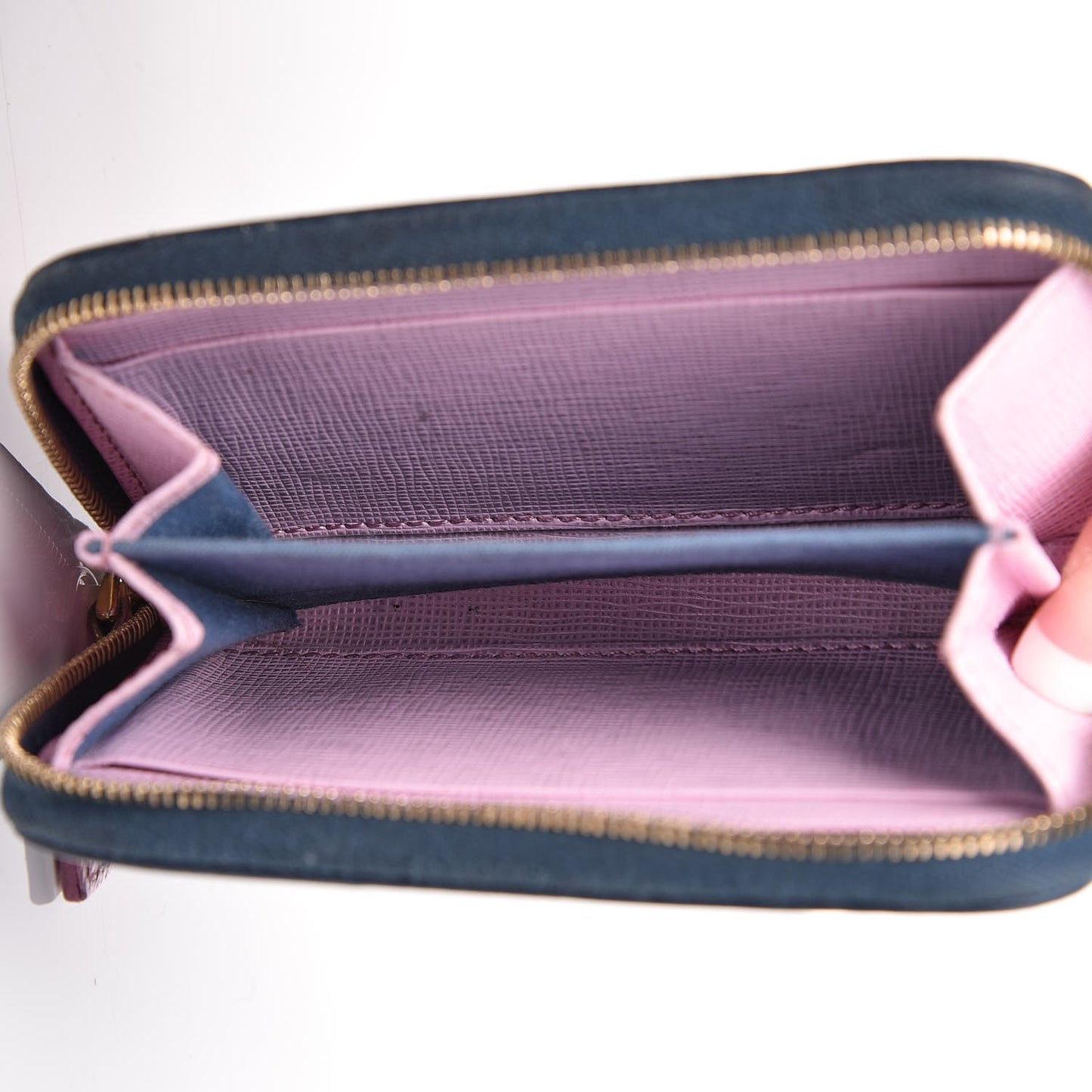 Vitello Elite Crystal Eye Monster Mini Zip Around Wallet Cobalt Lavender Pink