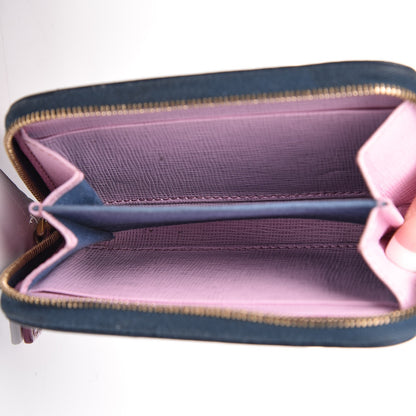Fendi Vitello Elite Crystal Eye Monster Mini Zip Around Wallet Cobalt Lavender Pink 5 of 13