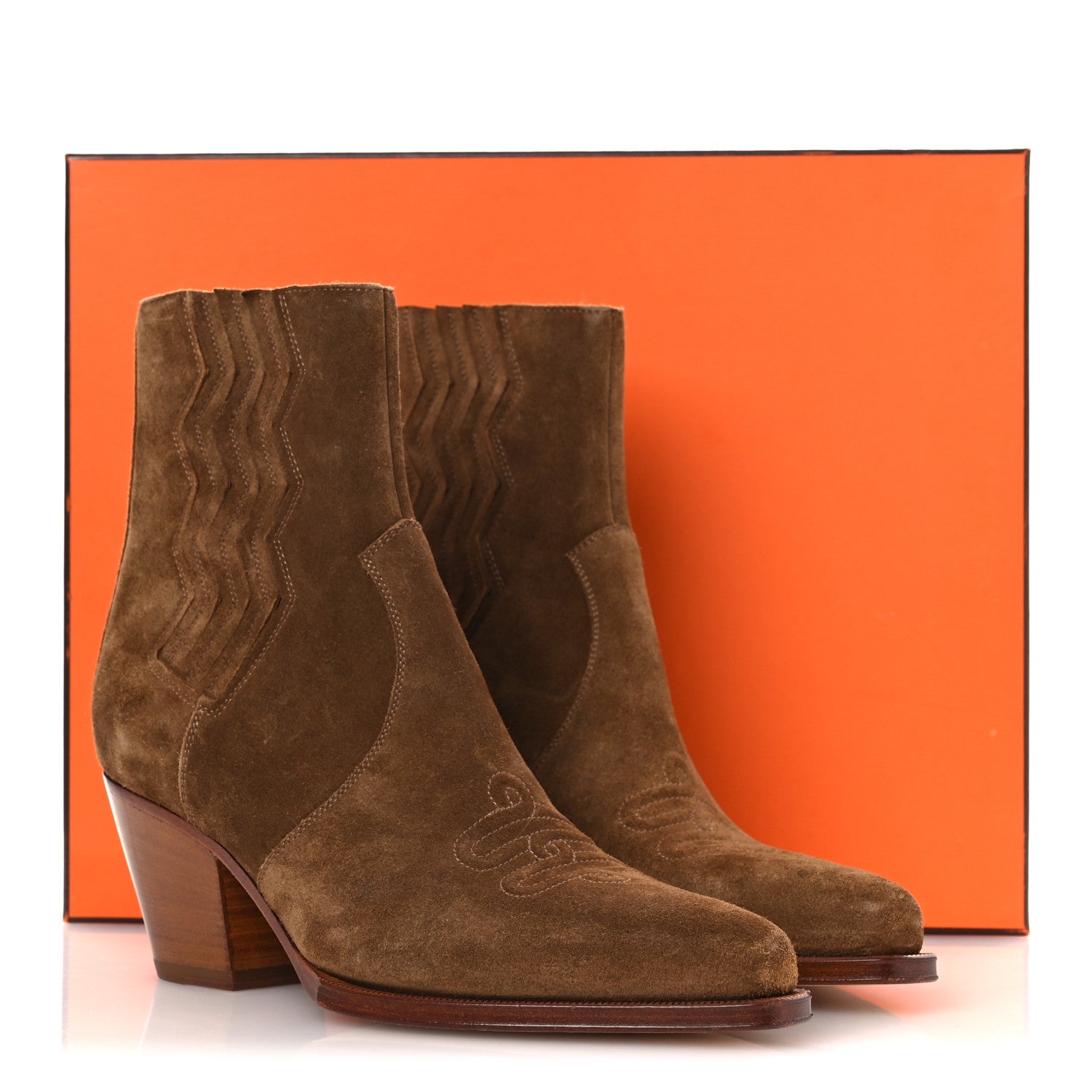 Hermes Suede Womens Vegas Ankle Boot 40 Brun Fume 16 of 16