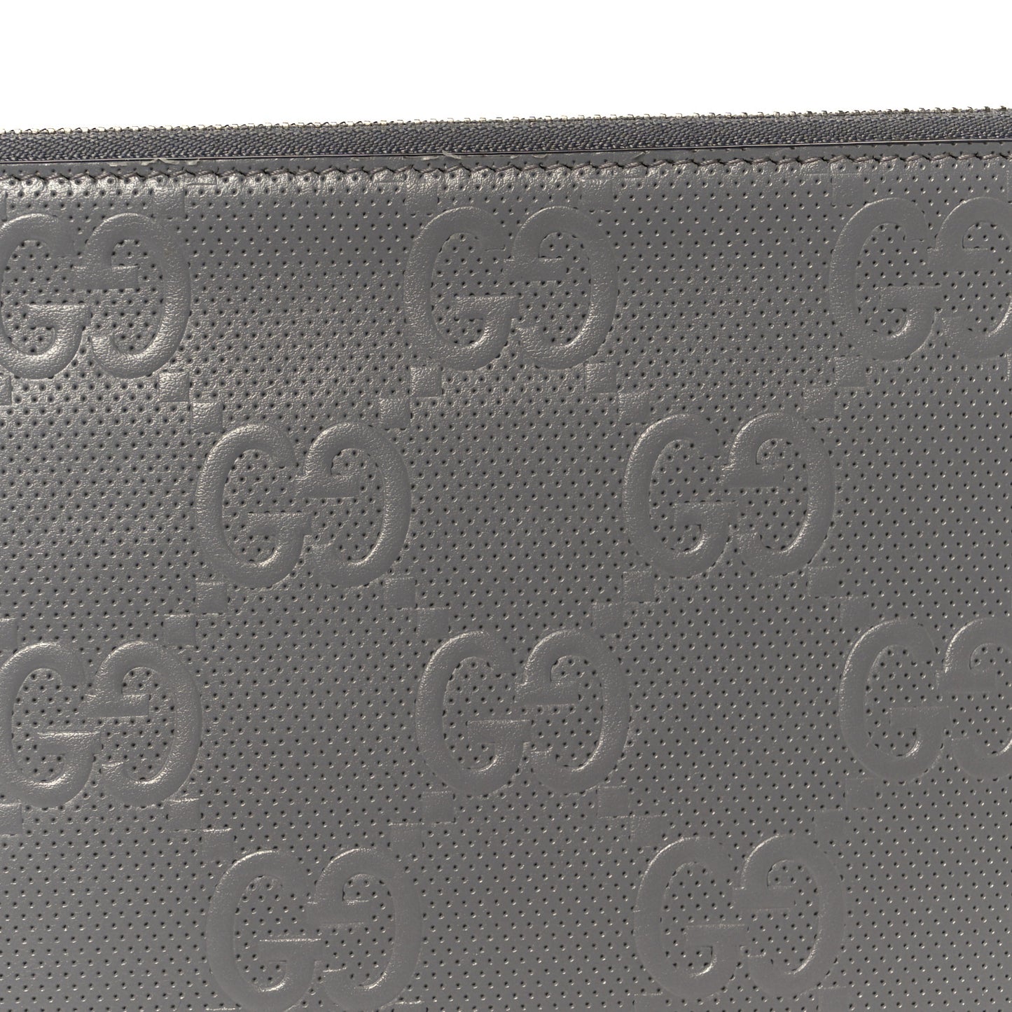 Calfskin GG Tennis Embossed Wristlet Pouch Grey