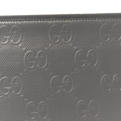 Gucci Calfskin GG Tennis Embossed Wristlet Pouch Grey 8 of 8