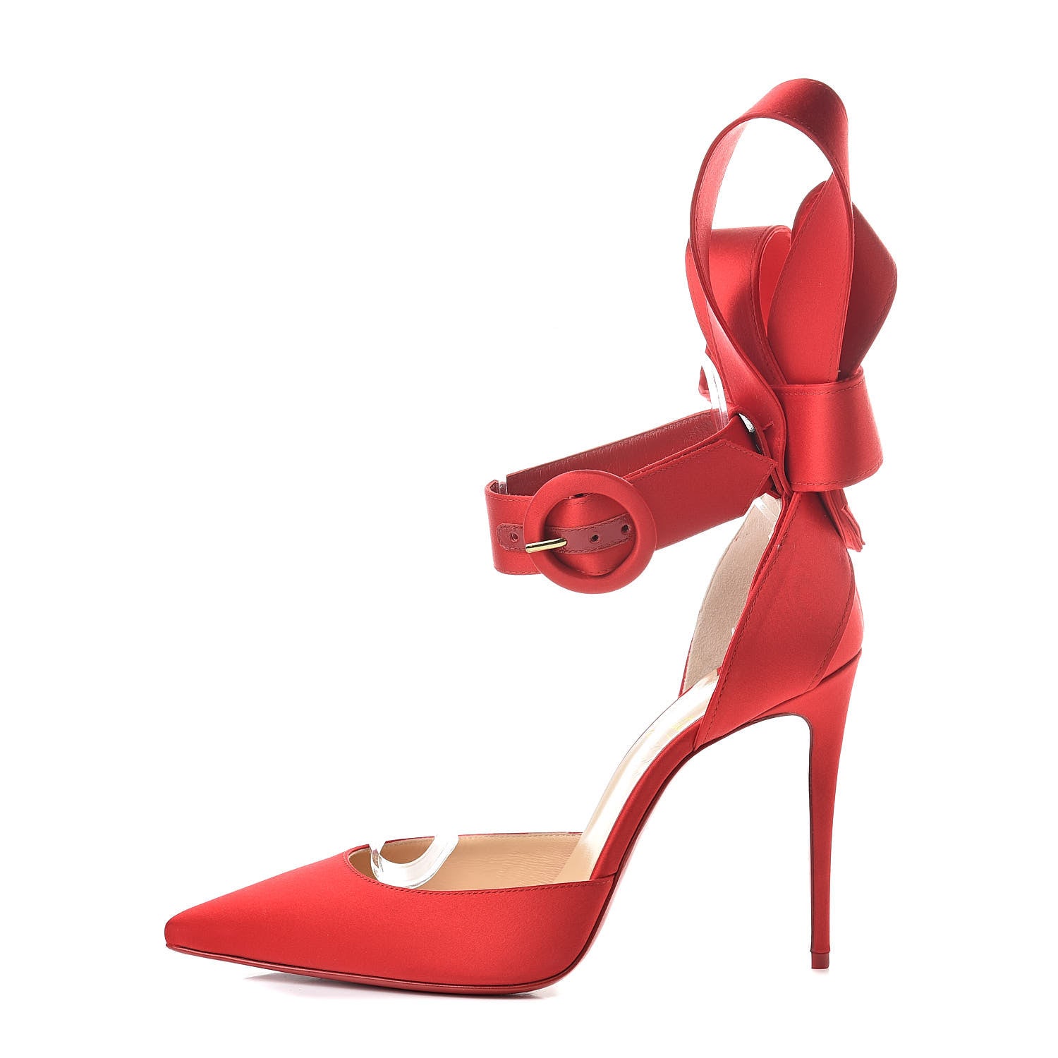 Christian Louboutin Crepe Satin Raissa 100 Ankle Strap Pumps 37.5 Loubi 1 of 13
