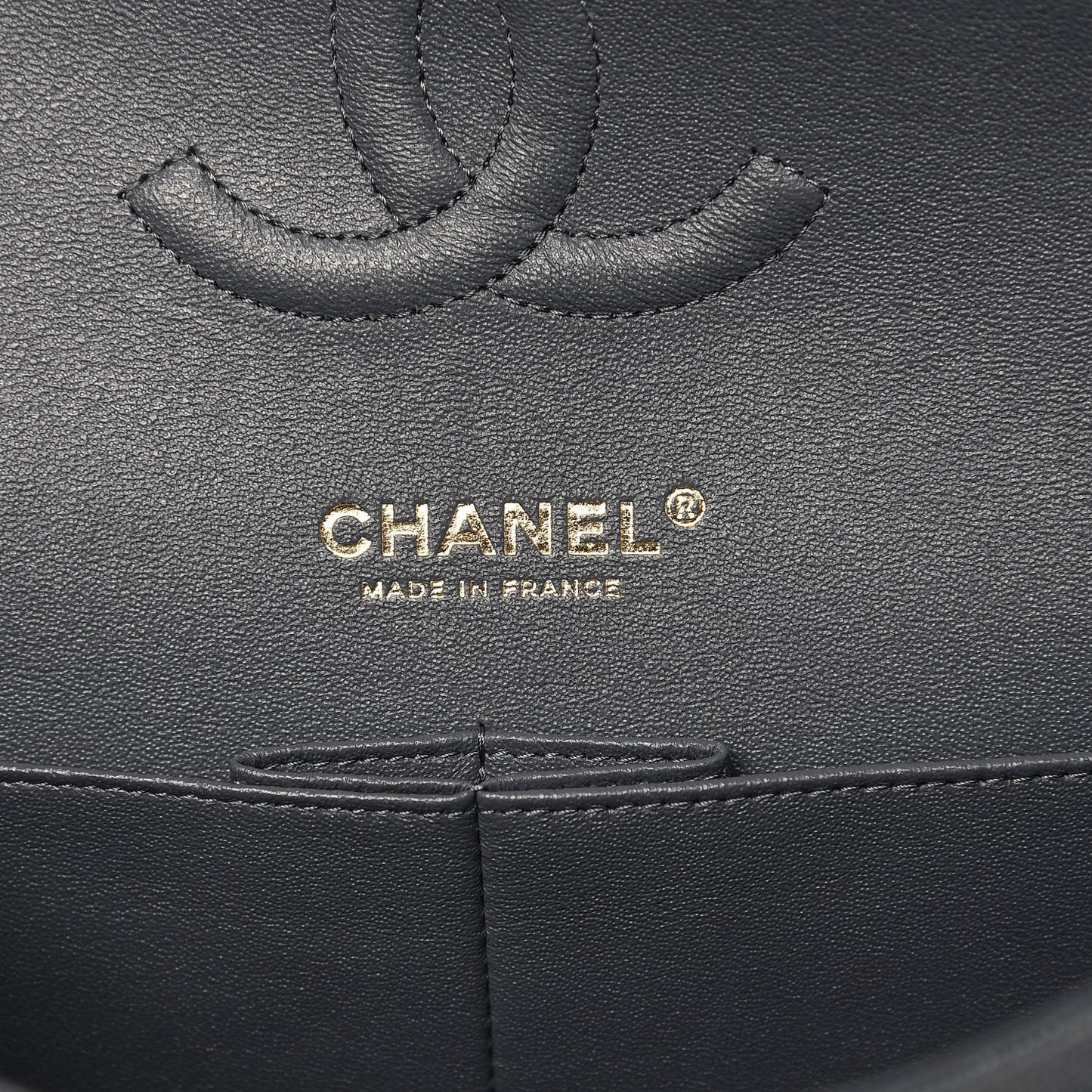 Caviar Quilted Medium Double Flap Dark Grey