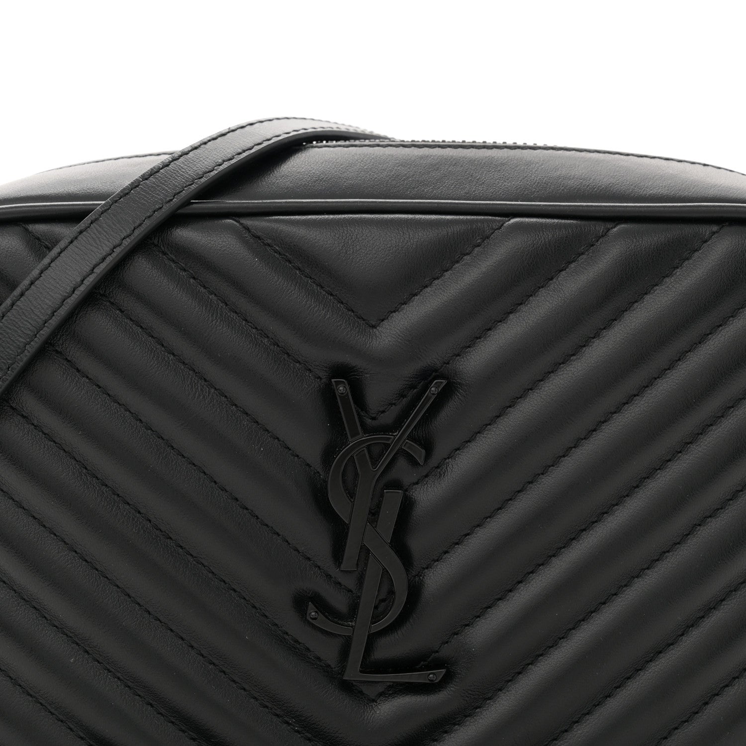Saint Laurent Calfskin Matelasse Monogram Monochrome Lou Camera Bag Black 8 of 10