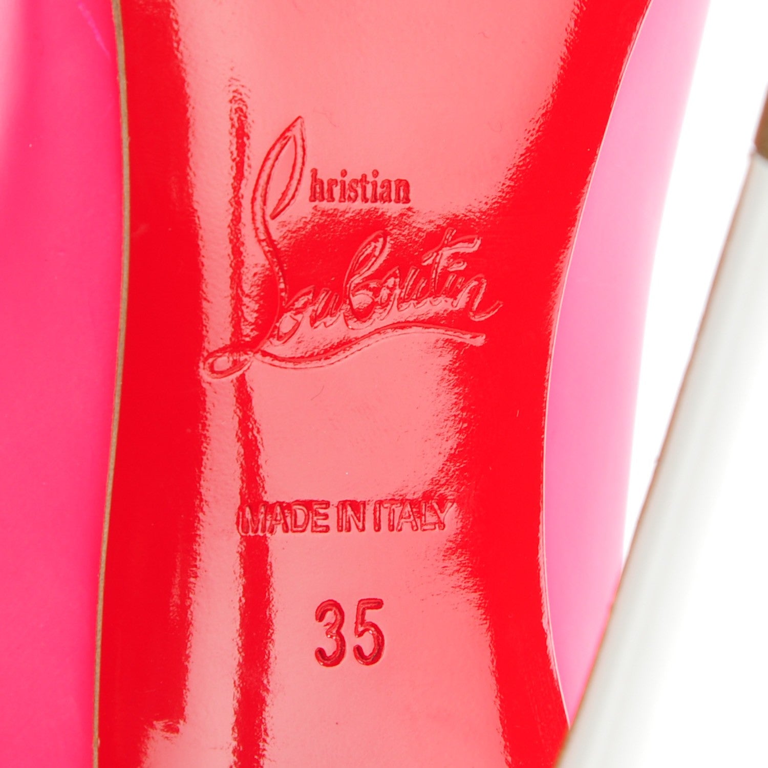 Christian Louboutin Matte Calfskin Jazz Calf Fluo So Kate 120 Pumps 35 Fuchsia White 7 of 8