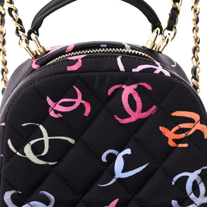 Chanel Printed Fabric Quilted CC Mini Classic Backpack Black Multicolor 8 of 11