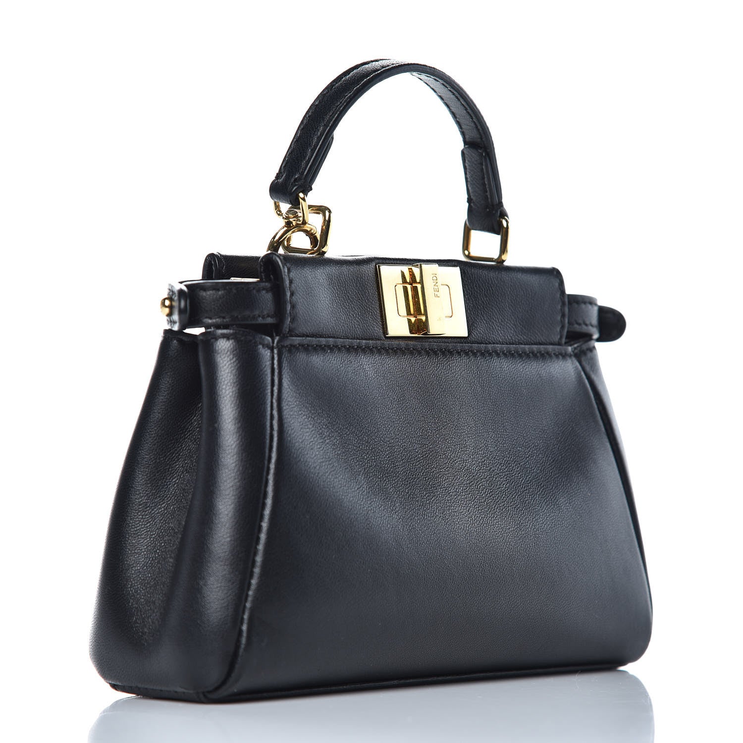 Fendi Nappa Micro Peekaboo Iconic Satchel Black 3 of 7