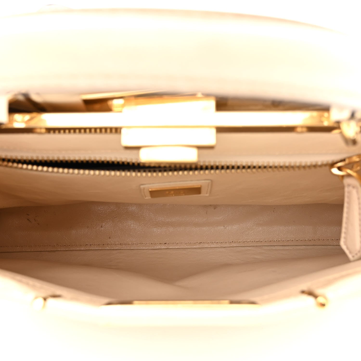 Fendi Agnello Old Shine Medium Peekaboo Iconic Satchel Camelia 6 of 14