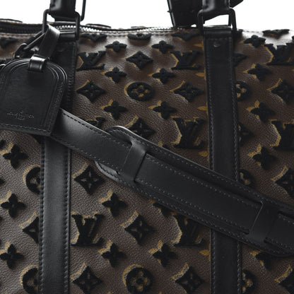 Louis Vuitton Monogram Tuffetage Keepall Triangle Bandouliere 50 Black 8 of 8