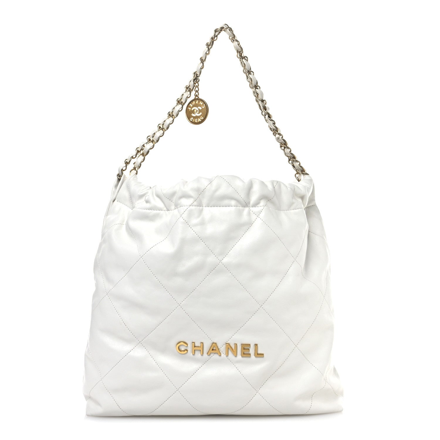 Chanel Shiny Calfskin Quilted Chanel 22 White 1 of 12