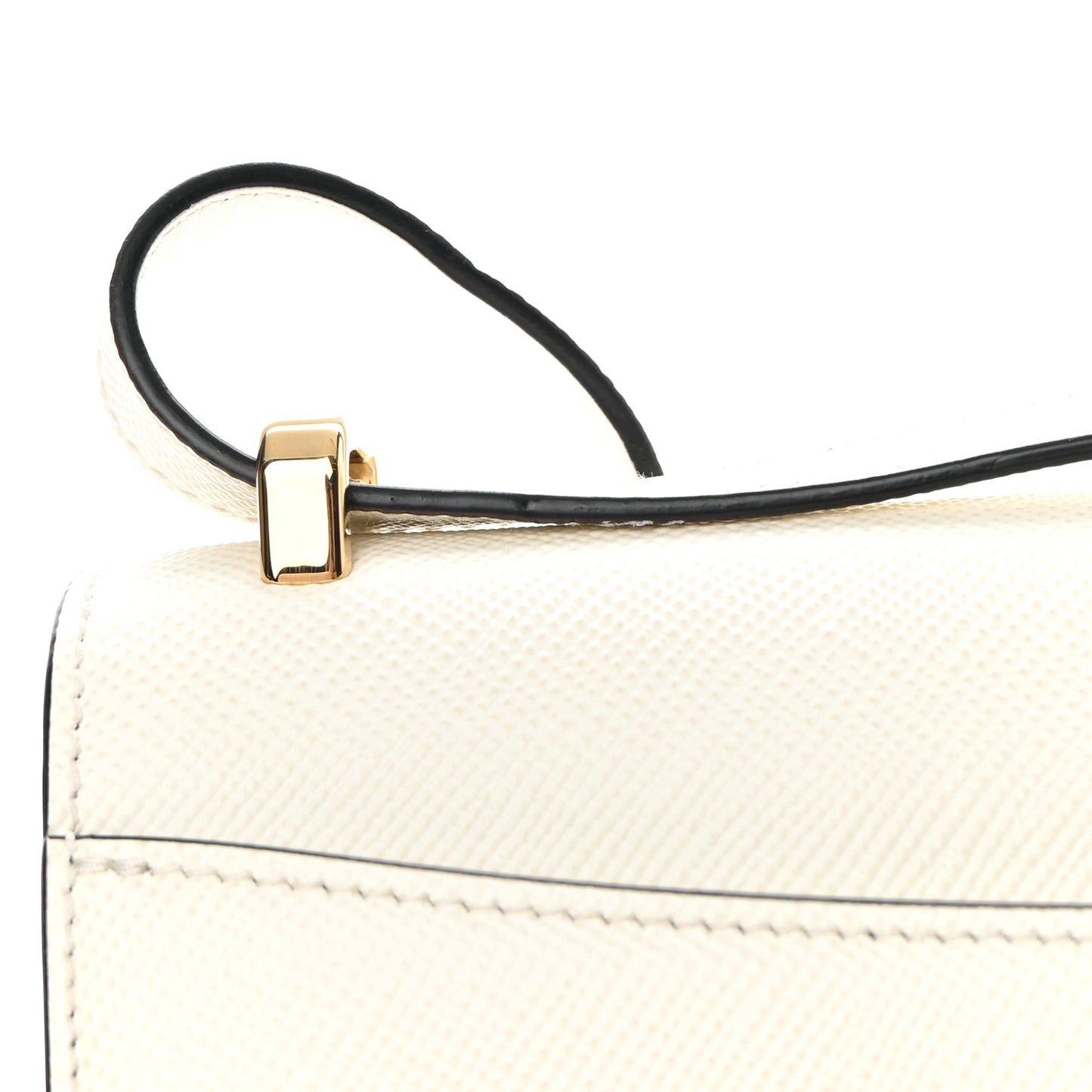 Saffiano Cuir Triangle Embleme Flap Shoulder Bag White
