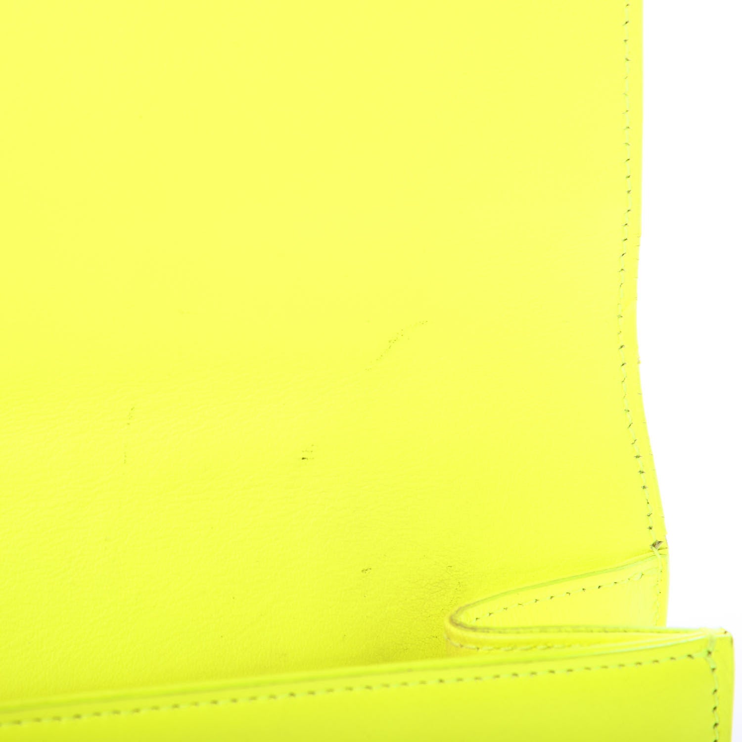 Saint Laurent Calfskin Classic Monogram Clutch Neon Yellow 9 of 11