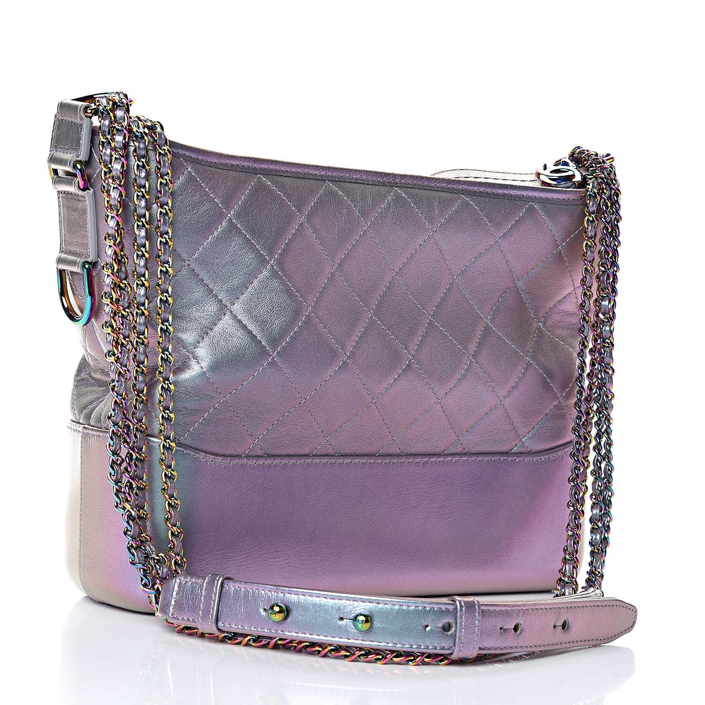Iridescent Lambskin Calfskin Quilted Medium Gabrielle Hobo Light Purple