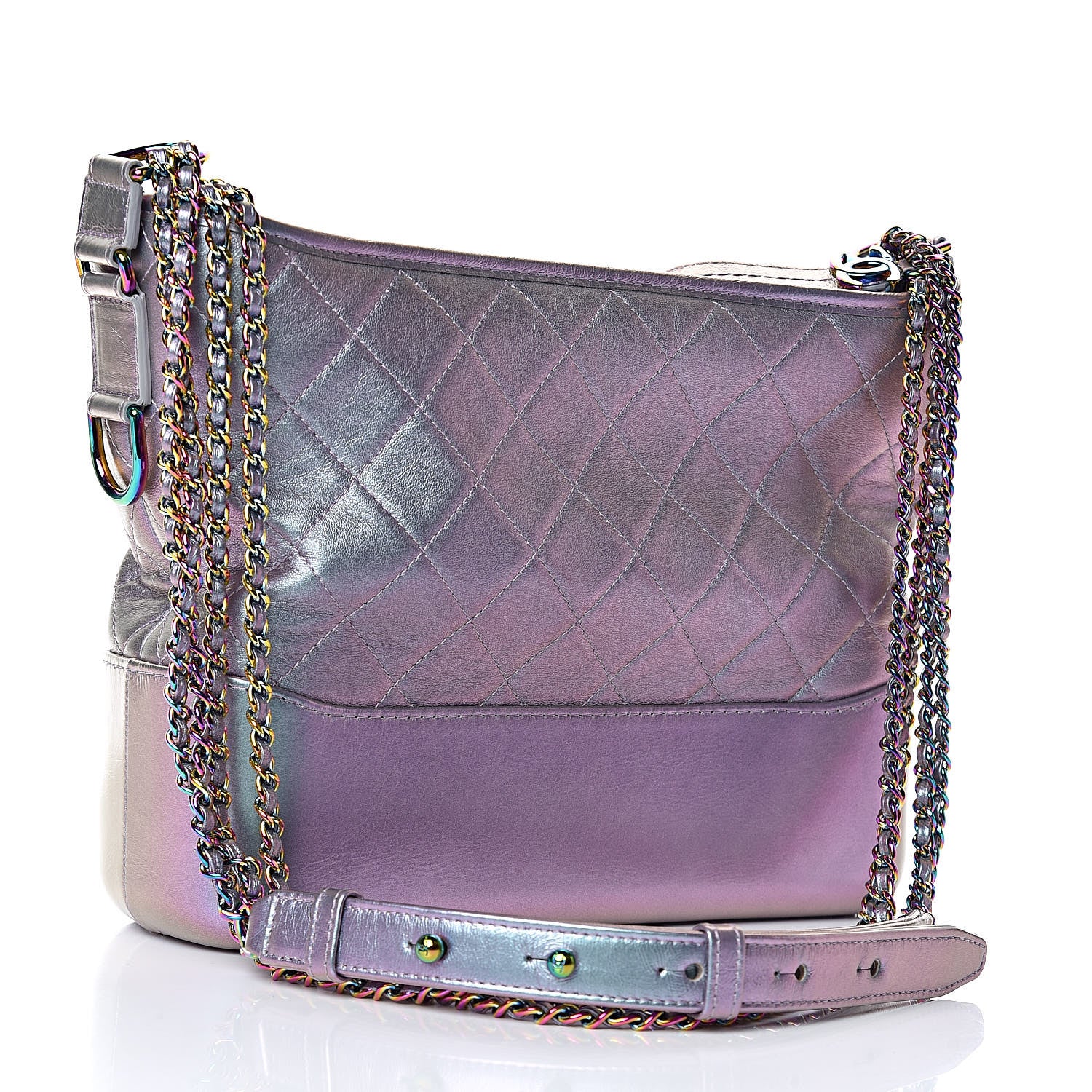 Chanel Iridescent Lambskin Calfskin Quilted Medium Gabrielle Hobo Light Purple 3 of 11